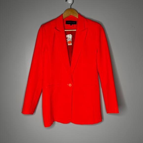 NWT Endless Rose Tailored Single Button Blazer Women’s Small Neon Orange - Picture 5 of 10